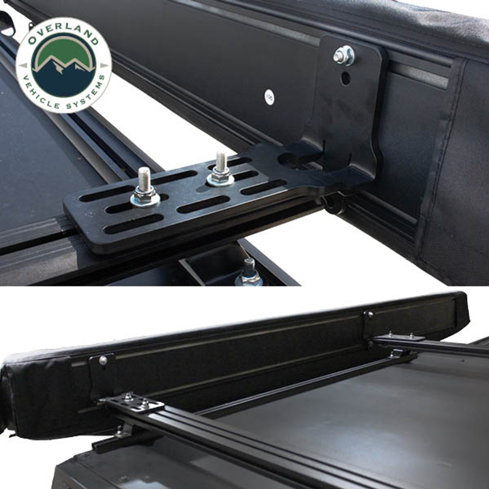 Overland Vehicle Systems XD Nomadic 270 - Awning W/Lights & Black Out Grey Hex, Black Trim & Black Travel Cover