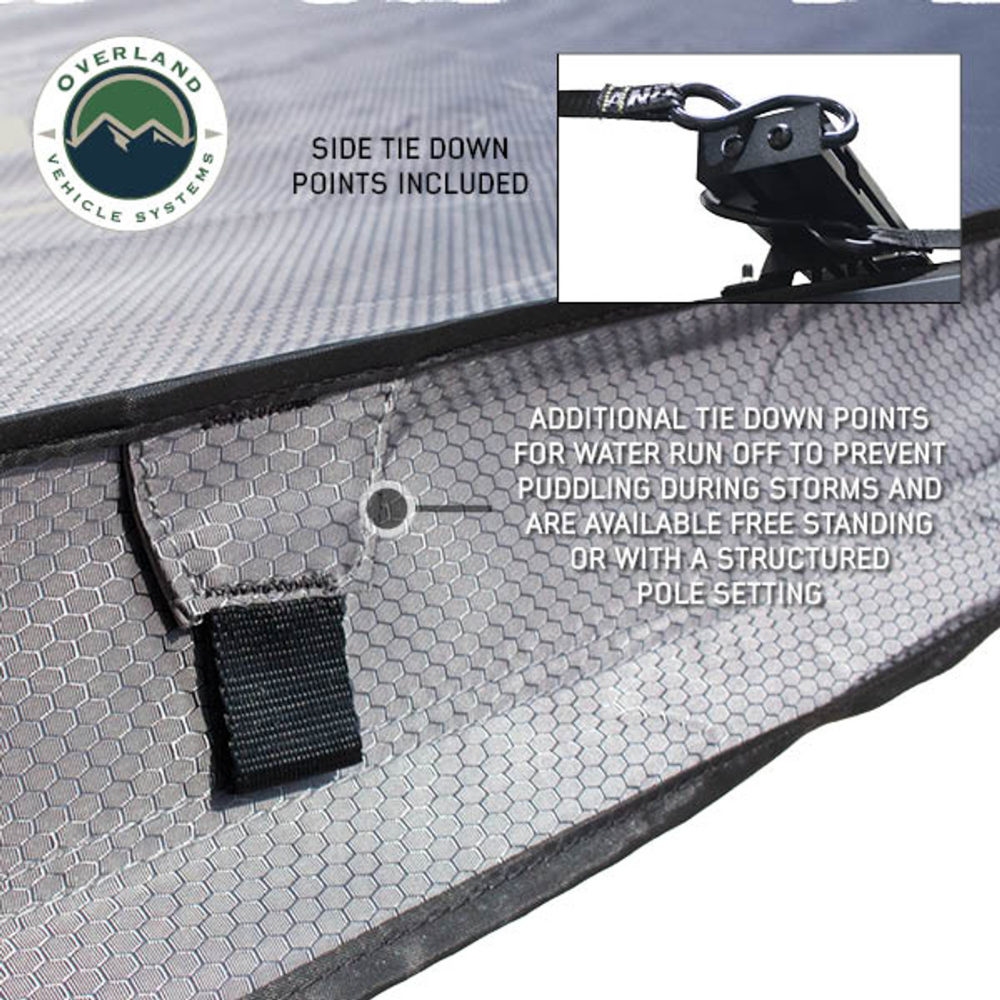 Overland Vehicle Systems XD Nomadic 270 - Awning W/Lights & Black Out Grey Hex, Black Trim & Black Travel Cover