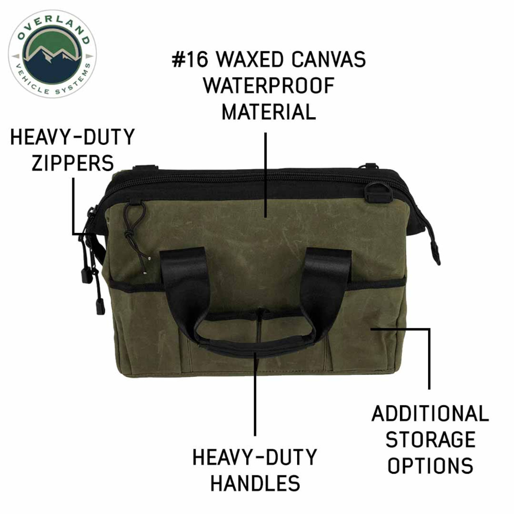 Overland Vehicle Systems All Purpose Tool Storage Bag - #16 Waxed Canvas