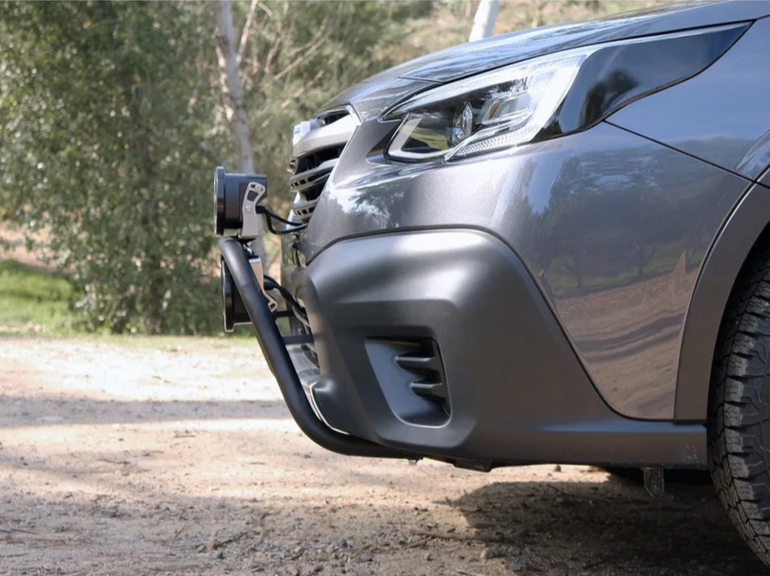 Side view of the rally light bar by rallitek mounte on a subaru outback