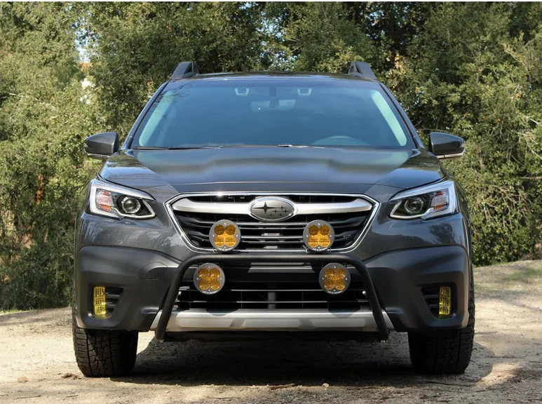 Front view of the rally light bar with four lights mounted on it