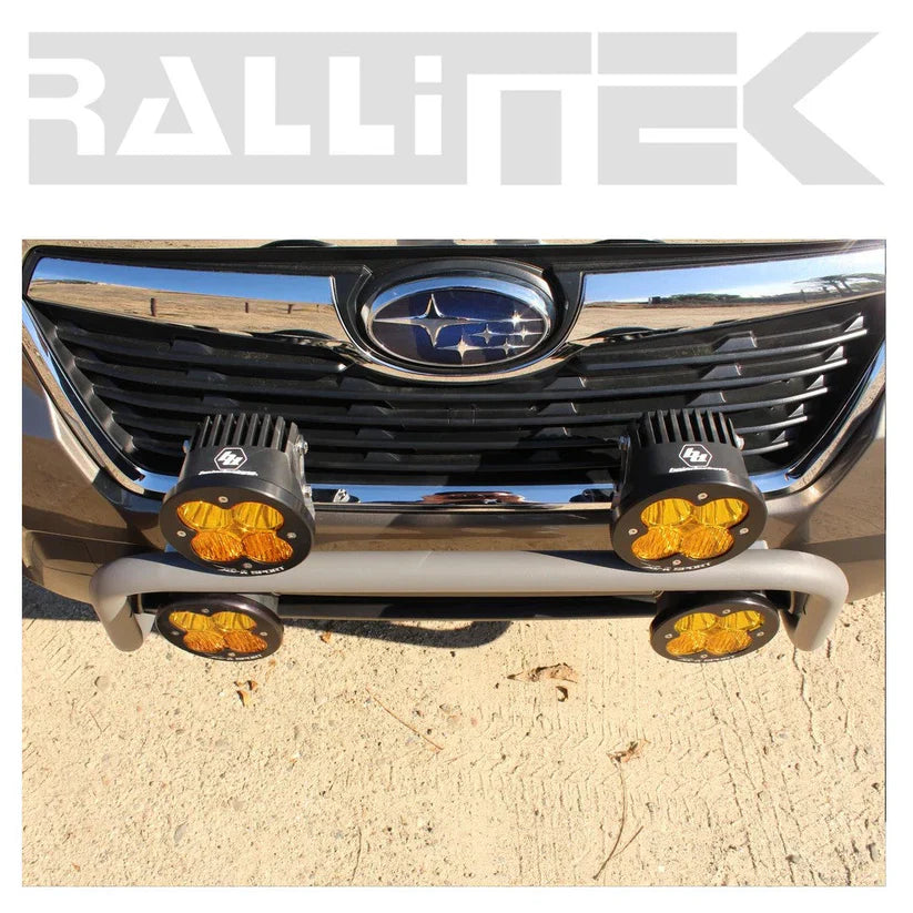 Image showing the ralitek light bar with four led lights mounted on a Subaru Forester