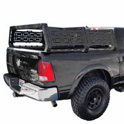 Ruff Rax 2009-2018 RAM 1500 5.7 ft modular bed rack three-quarter view showing full carbon steel platform on DS-gen RAM