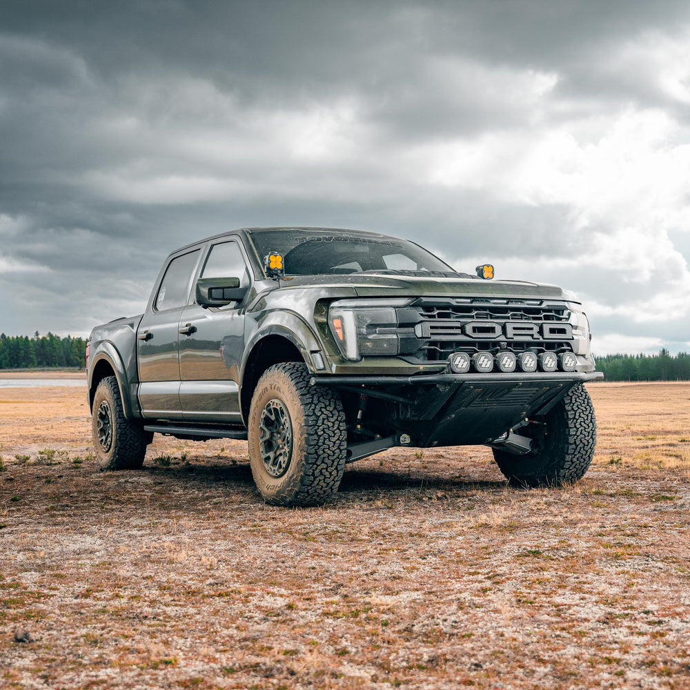 Ford Raptor pre-runner front bumper high-mount final installed view