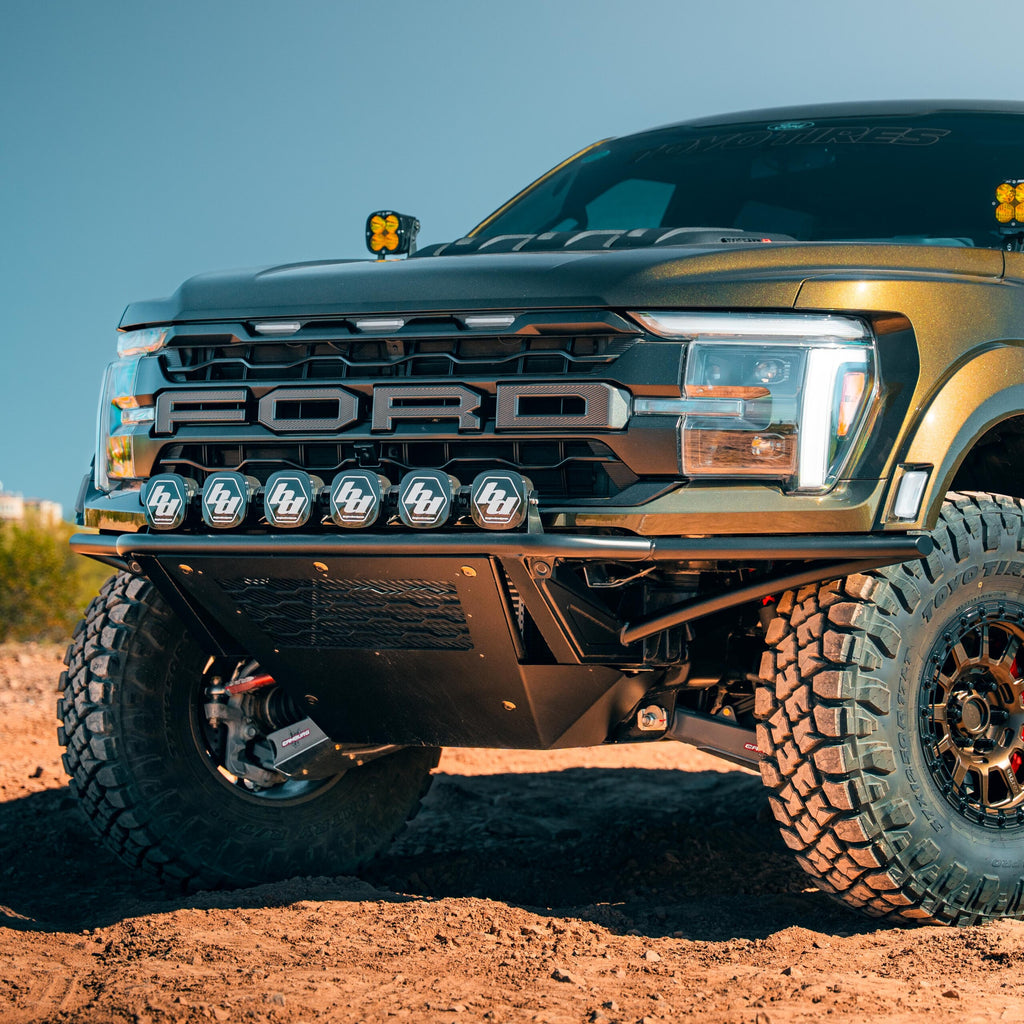 Ford Raptor high clearance front bumper close-up angle