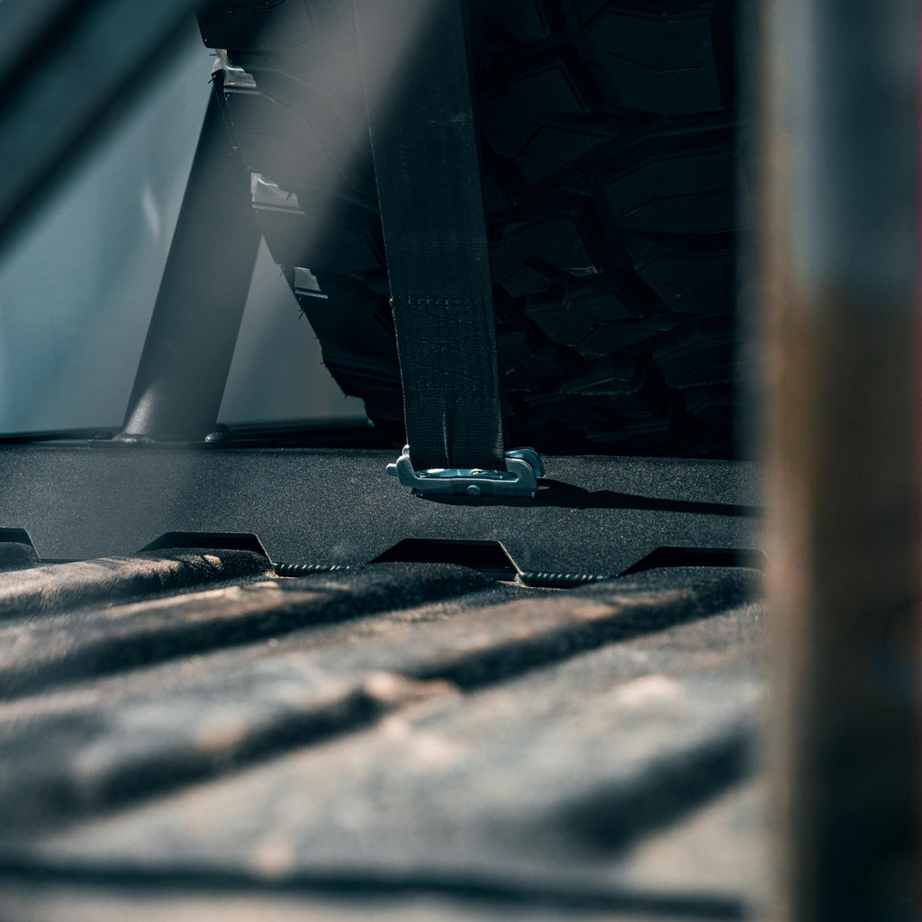 Ford Raptor chase rack rear view with dual spare tires loaded