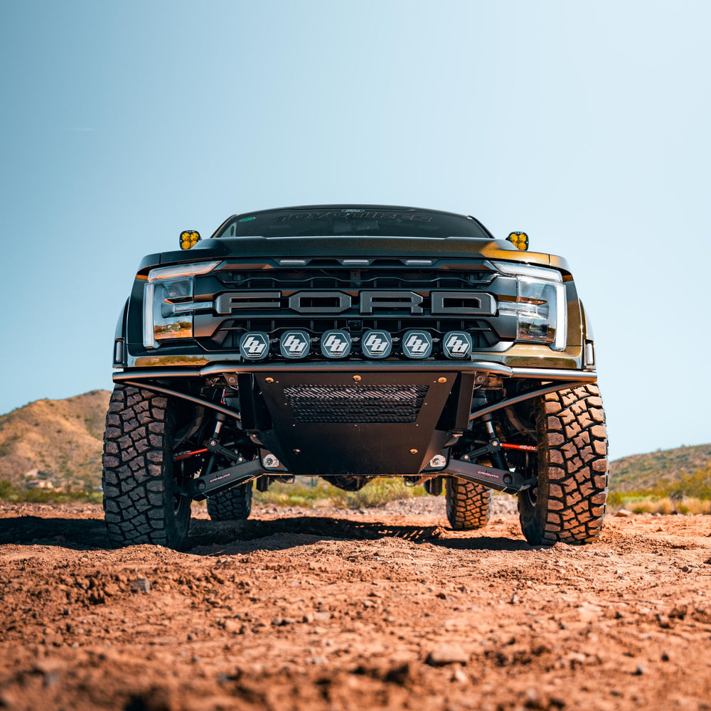 Ford Raptor frame cut bumper showing approach angle improvement