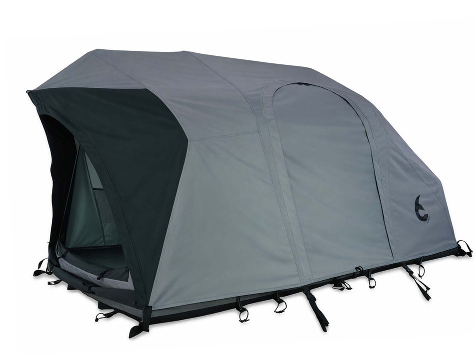 REV Tent HellaStorm Gen 2 partially open showing main entrance