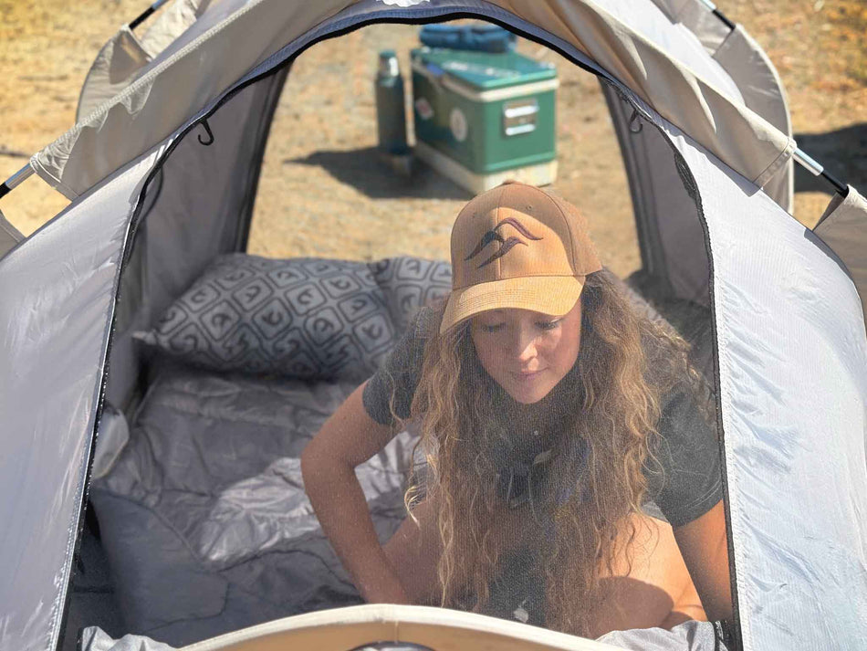 C6 REV Tent Gen 2 ground setup with moonroof exposed exterior view