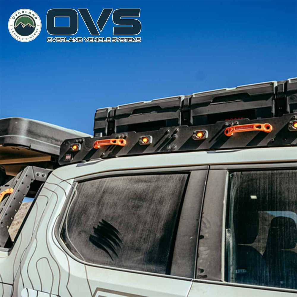 Ruff Rax 2021-2026 Rivian R1T roof rack close-up showing heavy-duty crossbar and aluminium construction