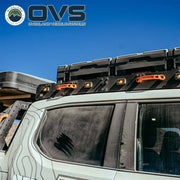 Ruff Rax 2021-2026 Rivian R1T roof rack close-up showing heavy-duty crossbar and aluminium construction