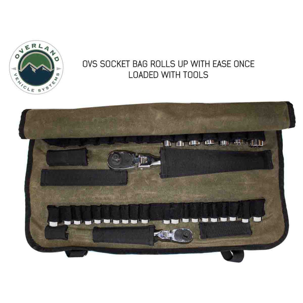 Overland Vehicle Systems Rolled Socket Organizer Storage Bag - #16 Waxed Canvas