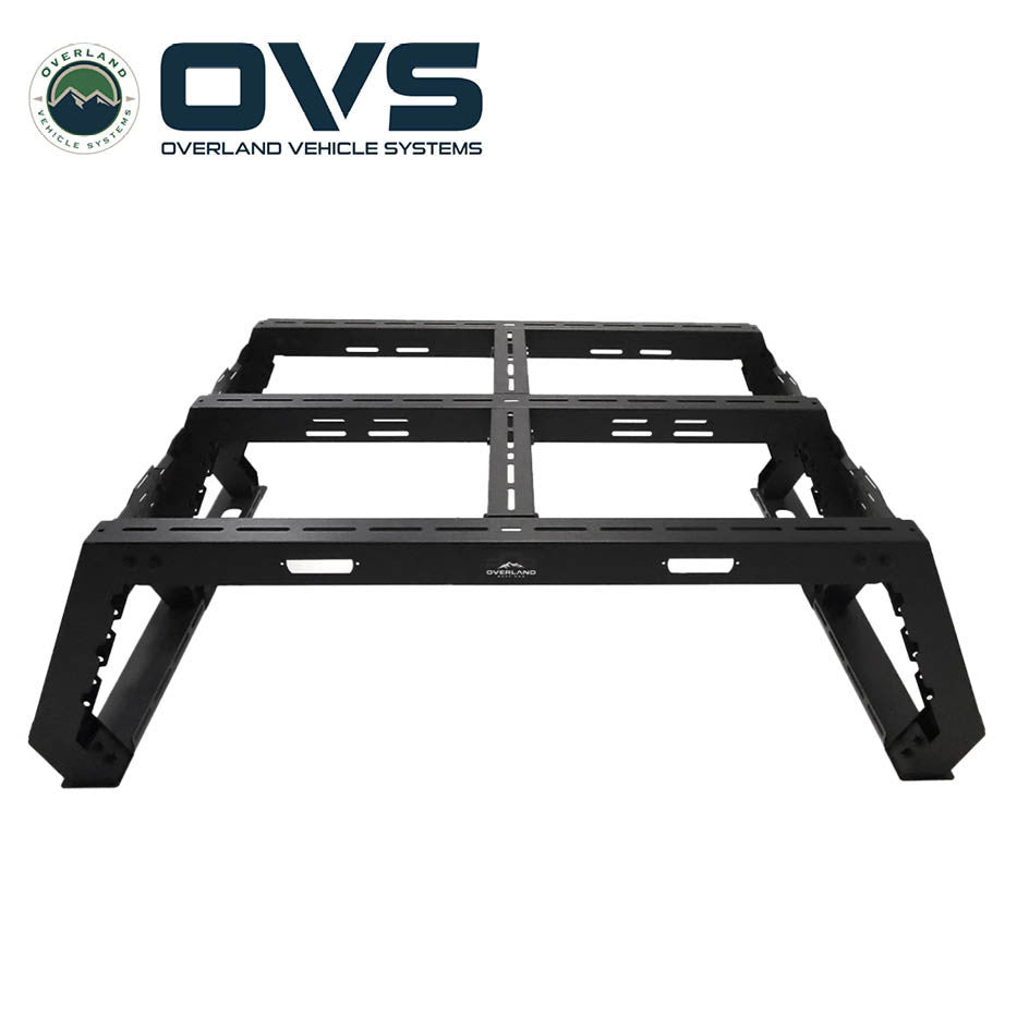 Ruff Rax 2011-2026 RAM 2500 3500 6.4 ft bed rack front view showing full-width heavy-duty crossbar and modular platform structure