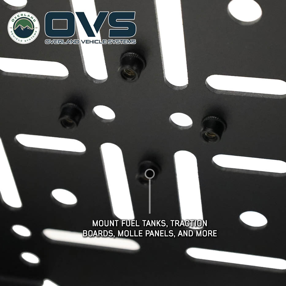 Ruff Rax 2014-2019 Silverado Sierra 1500 bed rack MOLLE panel detail showing hybrid panel gear mounting system