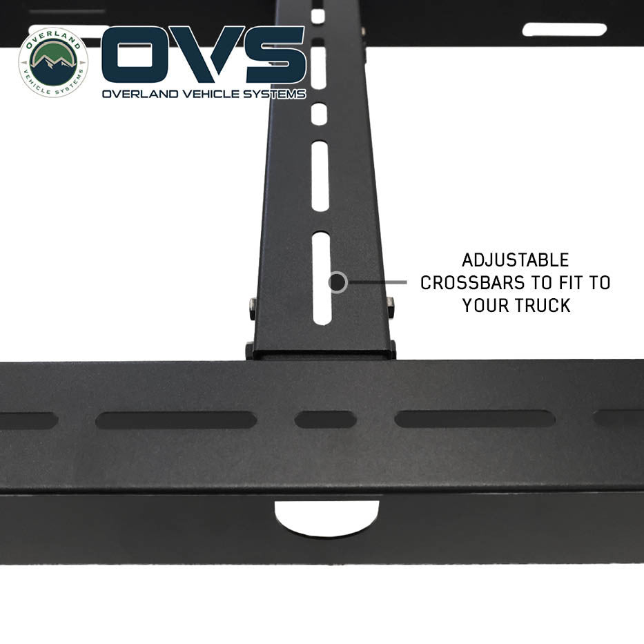 Ruff Rax 2011-2026 RAM 2500 3500 modular bed rack brace detail showing structural support and crossbar connection quality