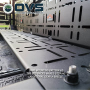 Close up of Ruff Rax Gladiator Cross Bed MOLLE Panel riv-nut mounting pattern