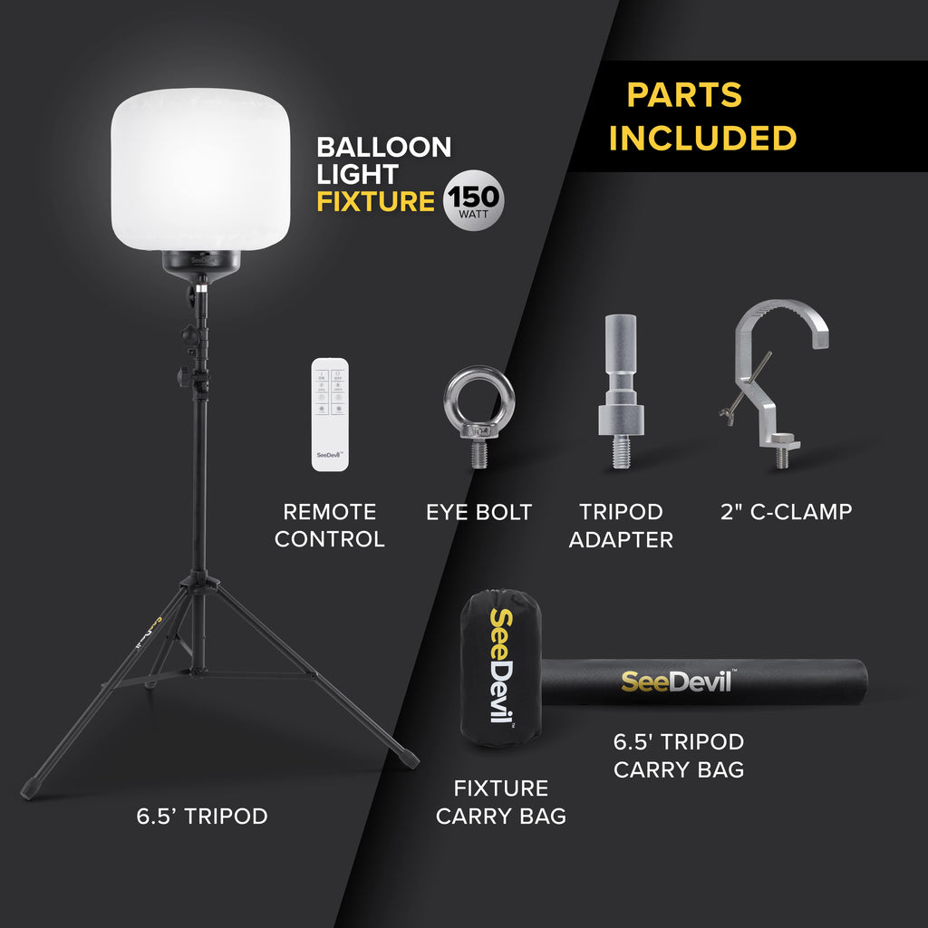 Image showing the parts that are included with the seedevil led ballon light kit