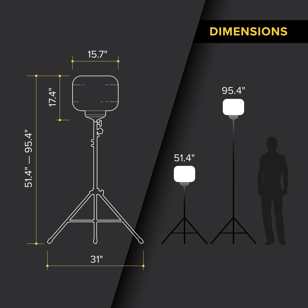 Image showing the dimensions of the seedevil led ballon light