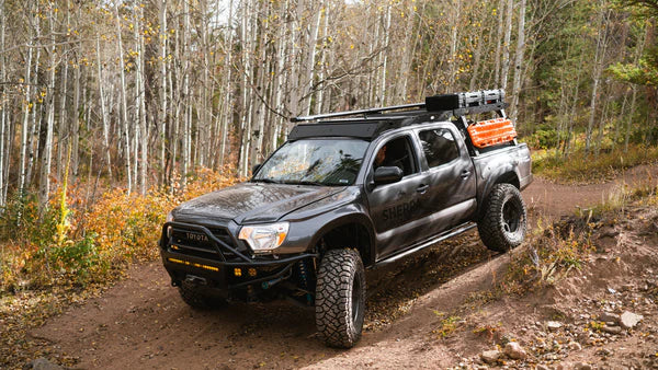 Sherpa PAK system bed rack mounted on a tacoma in the field