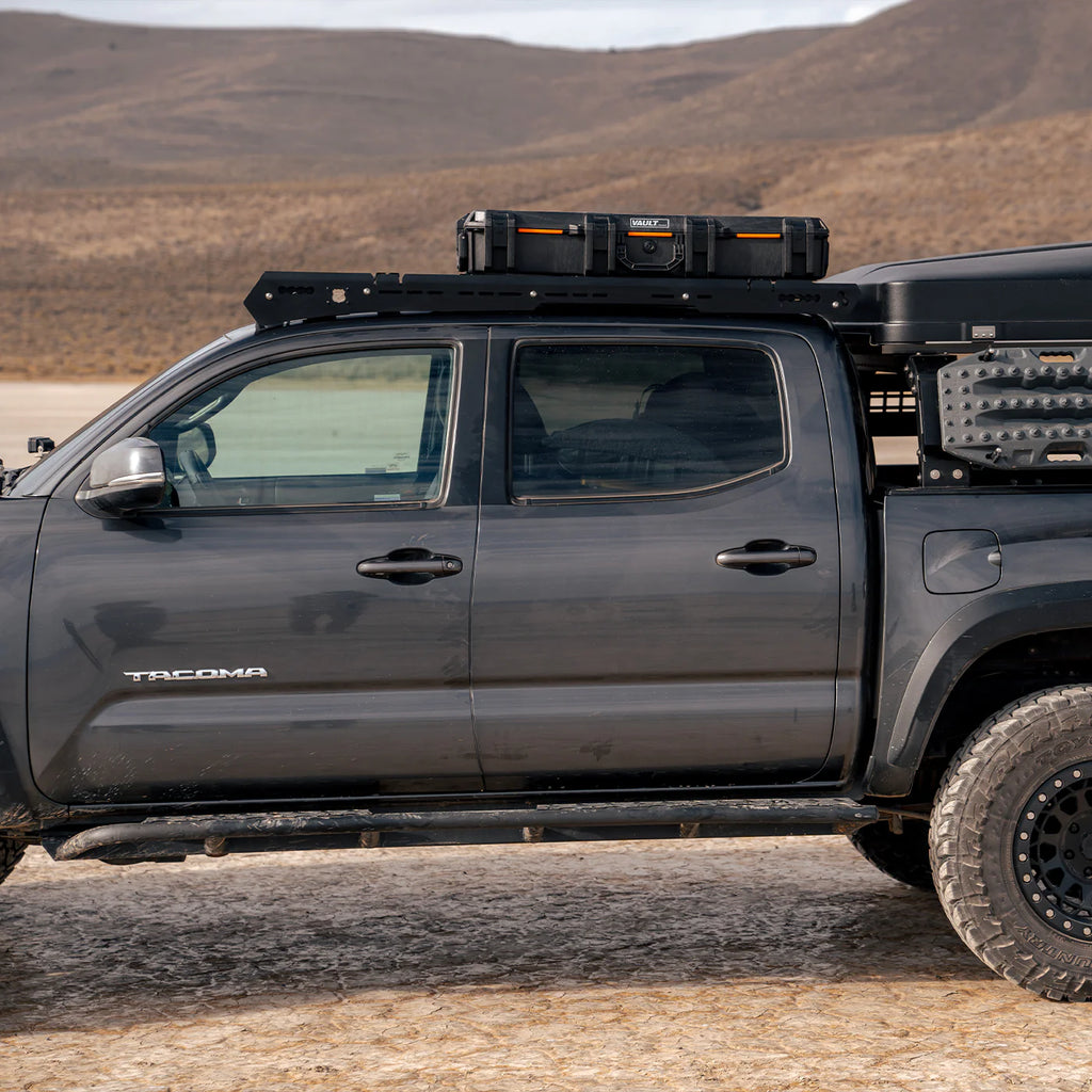 Image showing the side view raconteur roof rack mounted on a toyota tacoma