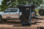 Shower Awning mounted on the side of a Tacoma