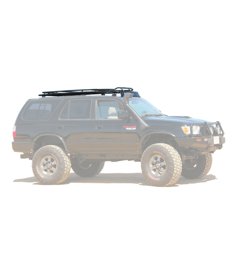 Side view of the highlighted gobi platform rack mounted on a toyota rav4
