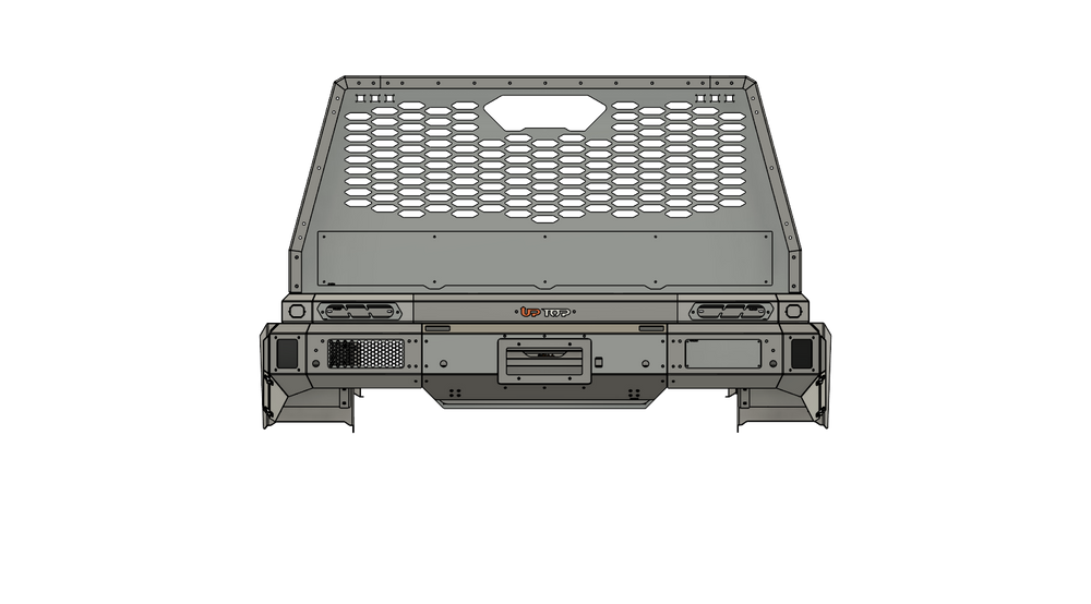 upTOP Ute 70 tray bed rear view technical drawing