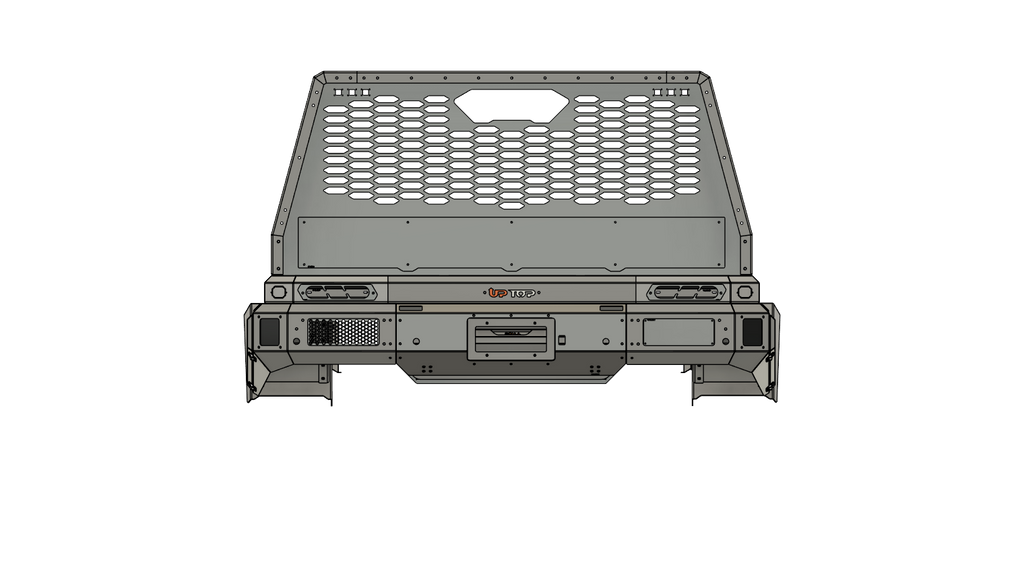 upTOP Ute 70 tray bed rear view technical drawing