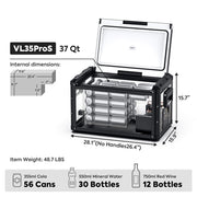 ICECO VL35ProS black 37QT single zone portable fridge freezer front view