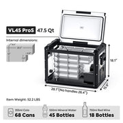 ICECO VL45ProS black 47.5QT single zone portable fridge freezer front view