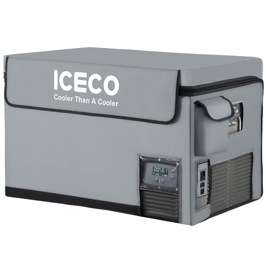 ICECO VL60 olive dual zone fridge freezer with protective cover