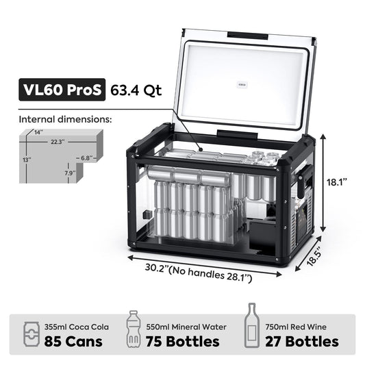 ICECO VL60ProS black 63.4QT single zone portable fridge freezer