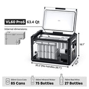 ICECO VL60ProS black 63.4QT single zone portable fridge freezer