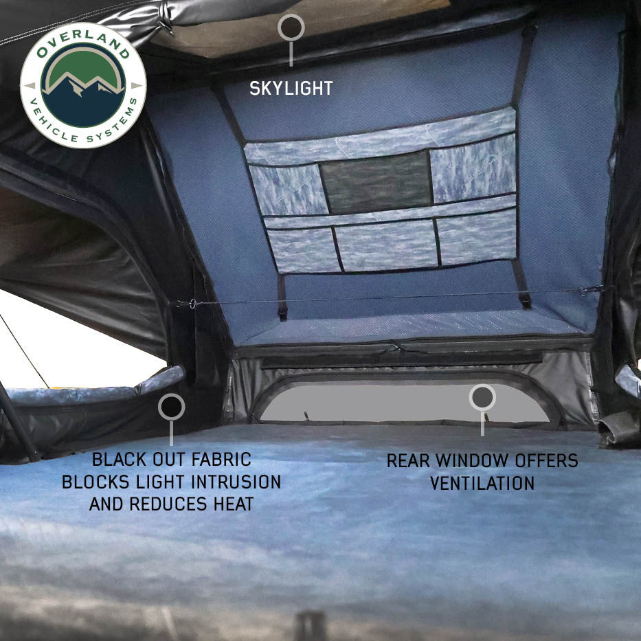 OVS XD Atlas roof top tent interior blackout coating and LED lighting