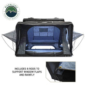XD Atlas cantilever roof top tent front view deployed with ladder
