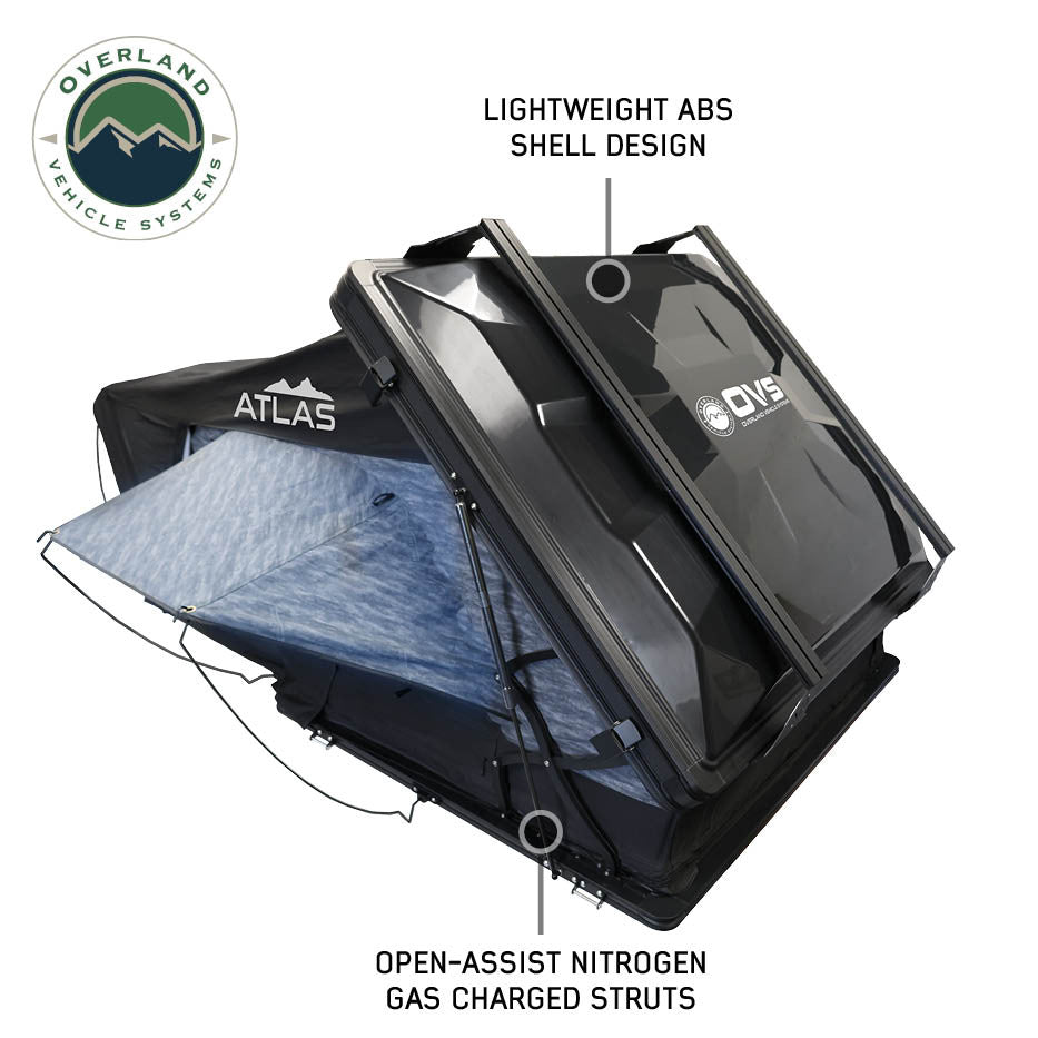 XD Atlas roof top tent rear view showing cantilever opening geometry