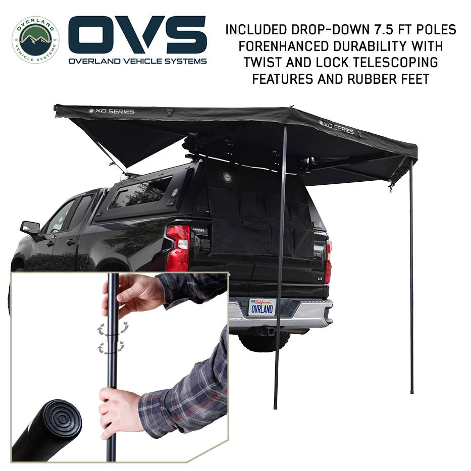 XD Nomadic 315 awning pivoting telescoping support poles detail