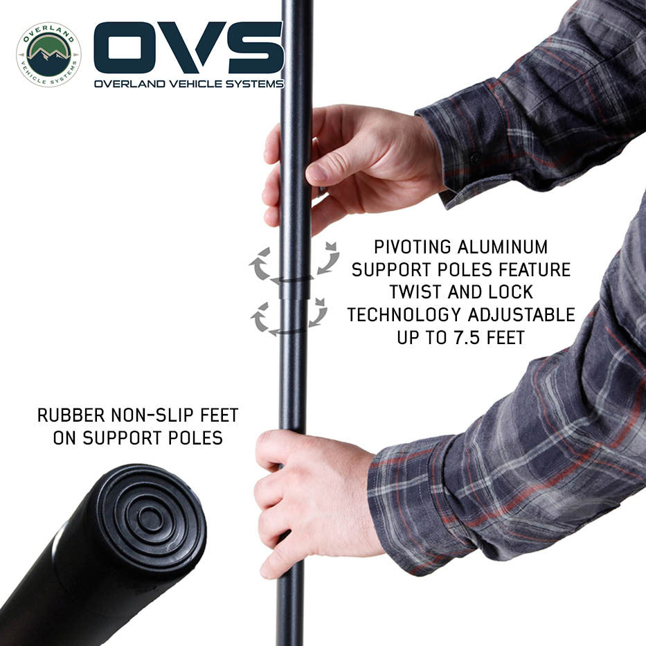 XD Nomadic 315 awning twist-and-lock support poles with rubber non-slip feet