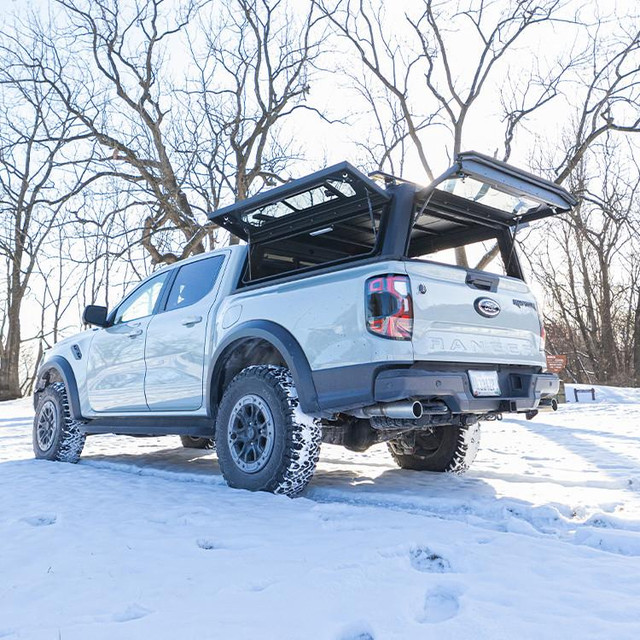 Alu-Cab Ford Ranger Contour Canopy Rear View With Windows Opened