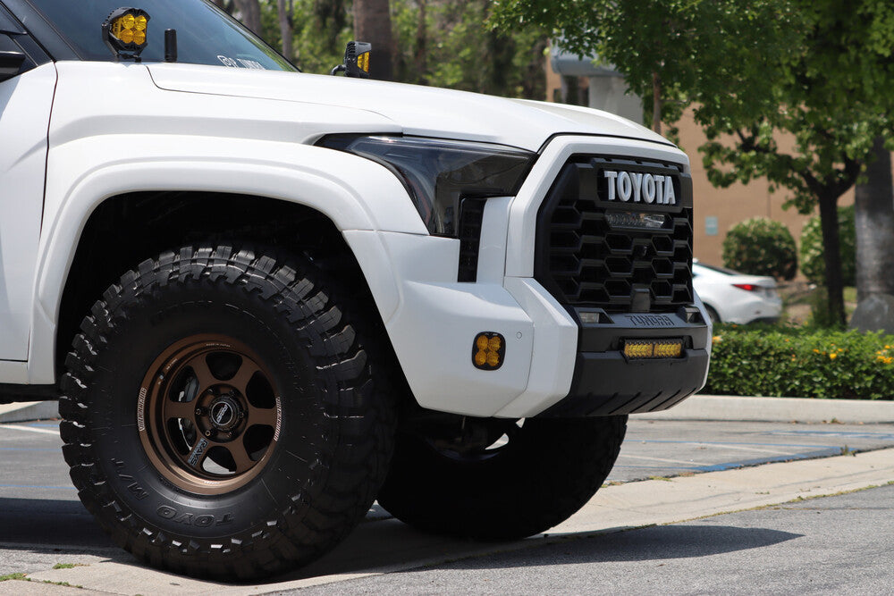 Side View Of The Mounted AlphaRex MKII LUXX Tundra/Sequoia Headlights