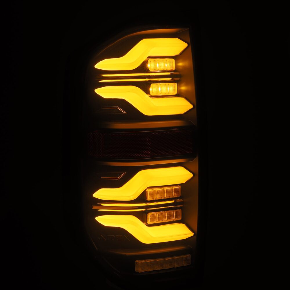 AlphaRex Tundra LUXX Series LED Tail Lights Turned On Yellow