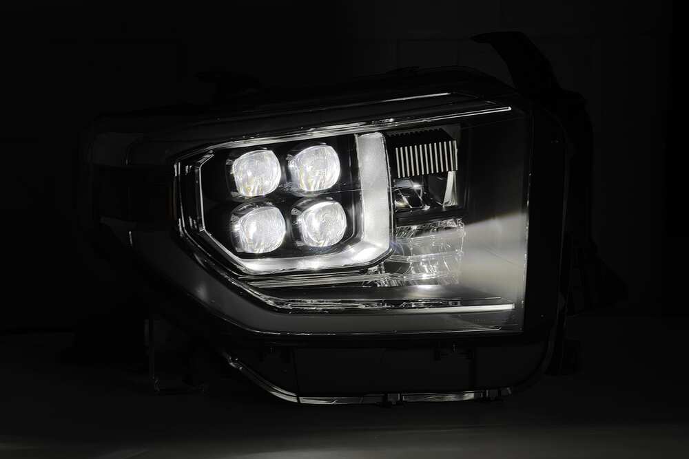 Turned On AlphaRex NOVA Series LED Projector Headlights For Tundra
