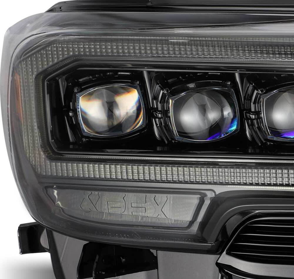 Close Up View Of The AlphaRex NOVA Series LED Projector Headlights For Tacoma