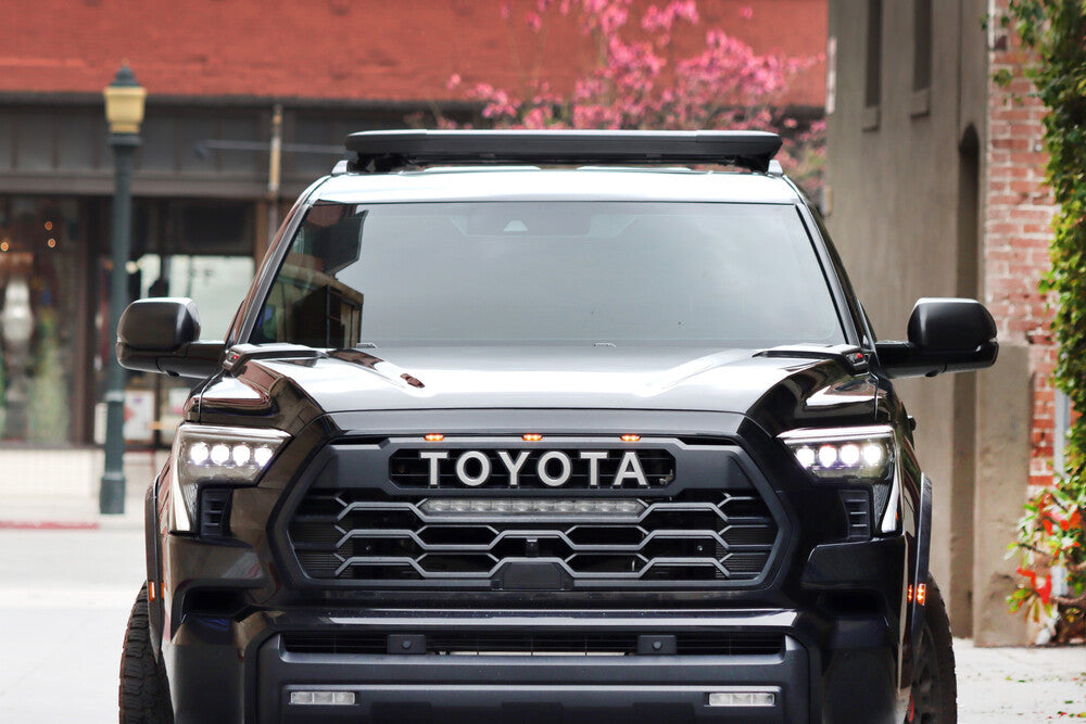 Front View Of The Mounted AlphaRex NOVA Series LED Tundra/Sequoia Headlights