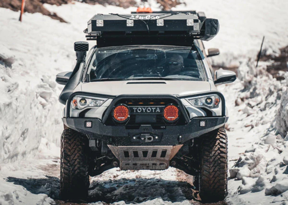 Front View Of The Mounted Backwoods 5th Gen 4Runner Front Bumper Bull Bar