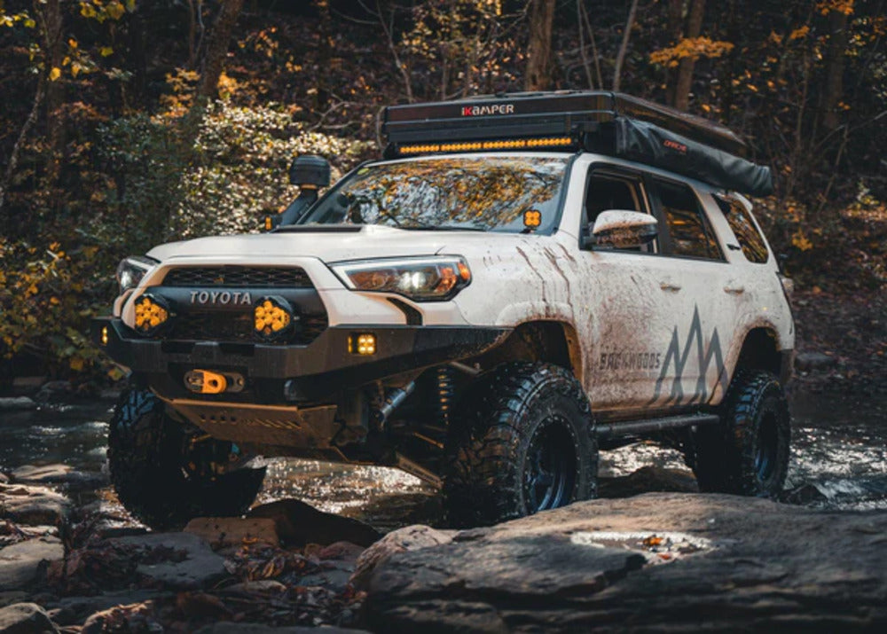 4Runenr Crossing The River With Backwoods 5th Gen 4Runner Front Bumper Mounted