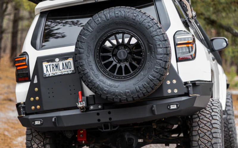 Backwoods 5h Gen 4Runner Rear Bumper With A Tire Mounted On It