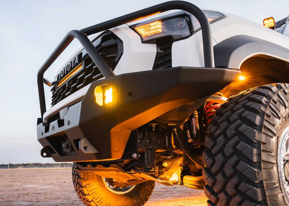 High clearance winch bumper with bull bar