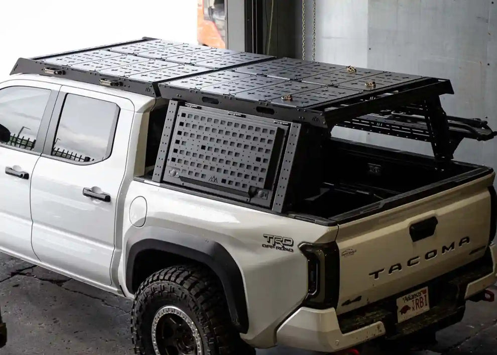 Backwoods Toyota Tacoma Overland Truck Bed Rack installed side view