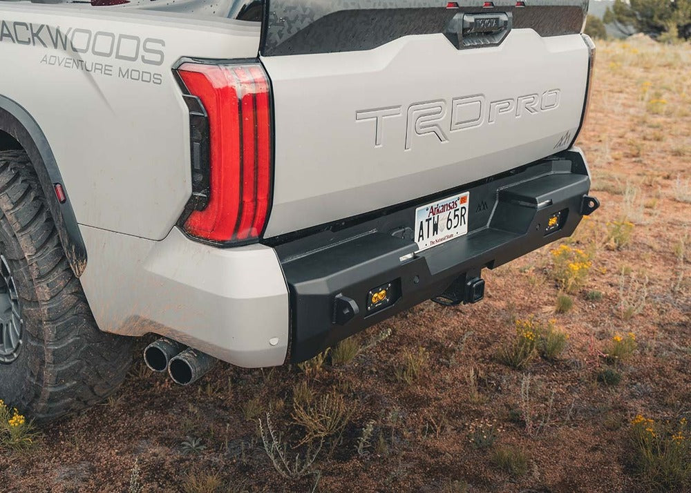 Side View Of The Installed Backwoods 3rd Gen Tundra Rear Bumper